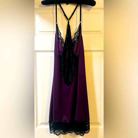 Never worn Women's Lace Baby-Doll with G-String, purple/black, size XXL - Picture 1 of 9